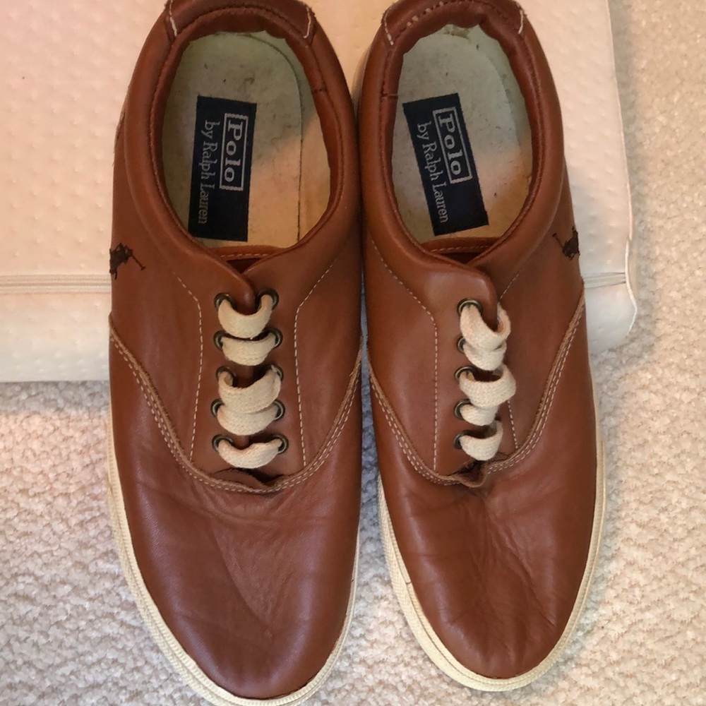 Polo by Ralph Lauren Brown Leather Sneakers Minimalist Design